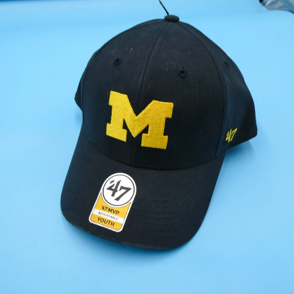'47 Brand U of M Hat Youth Size Cap Michigan Wolverines‎ Dusty Blue Strap Boys